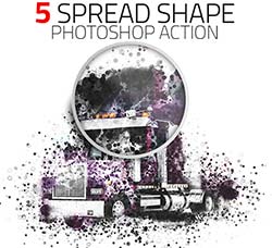 极品PS动作－形状散离(5种效果)：5 Spread Shape Photoshop Action